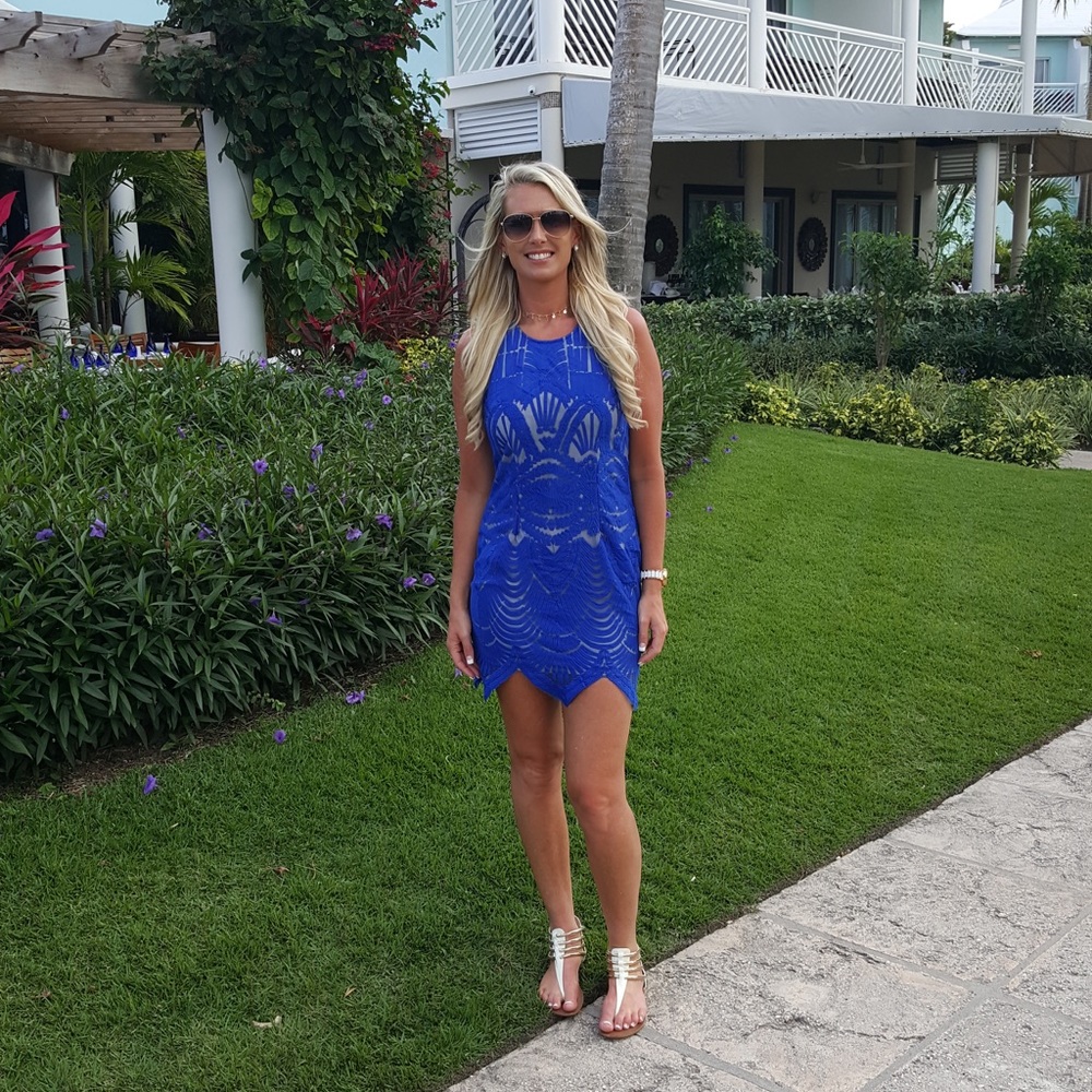 💙🖤NWT Tea & Cup Bright Blue Lace Dress🖤💙 - Picture 4 of 8